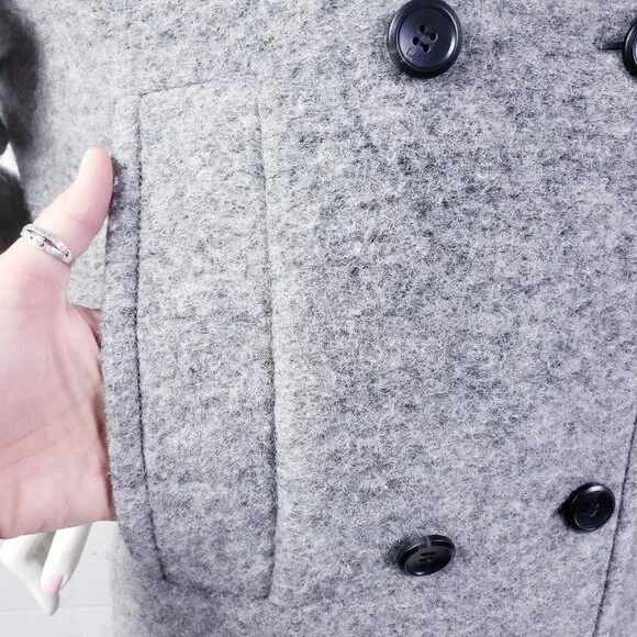 Los Angeles Project Double‎ Breasted Pea Coat Overcoat Womens Small Gray - Picture 8 of 12